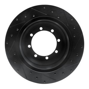 Ford F-350 Super Duty Brake Rotor (1) - Rear Left - R1 Concepts - Drilled & Slotted - Black - `99-`04
